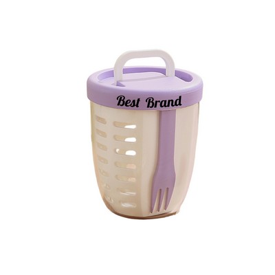 Double - Layer Drainable Fruit Salad Cup With Fork