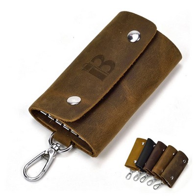 Genuine Crazy Horse Leatehr Key Wallet Case Holder