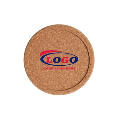 Round Cork Coasters w/ Raised Rim