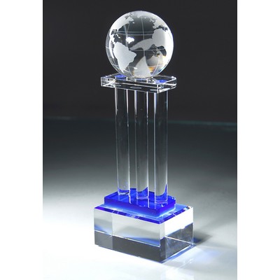 Crystal Magic Frosted Globe Award with Pillars, 11-1/2"H