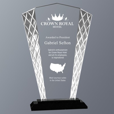 Clear Fan Accent Glass on Black Crystal Base, Medium (6-1/4"x 9-1/2"H)