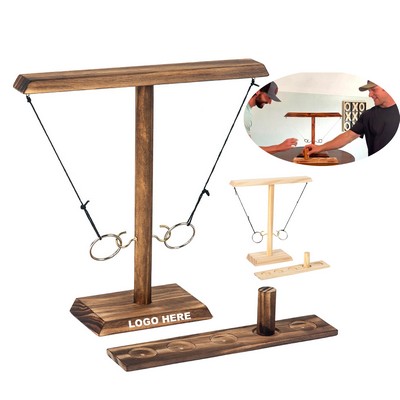 Portable Wooden Ring Toss Tabletop Battle Game for Adults