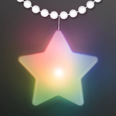Multicolor LED Glow Star Clip-On Light Badge with White Beads - BLANK