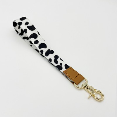 Cow Pattern Leather Buckle Lanyard Short