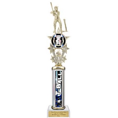 20" Action Matrix Blue T-Ball Blue 1 Column Trophy