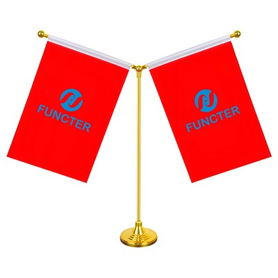 Full Color Y Shaped Pole Desk Flag Set