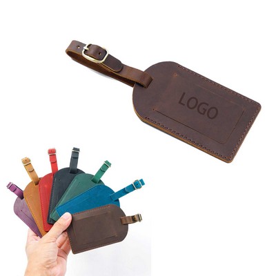 Vintage Crazy Horse Leather Luggage Tag