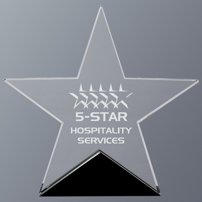 Clear Glass Star on Black Base, Medium (6-3/4"x6-1/2")