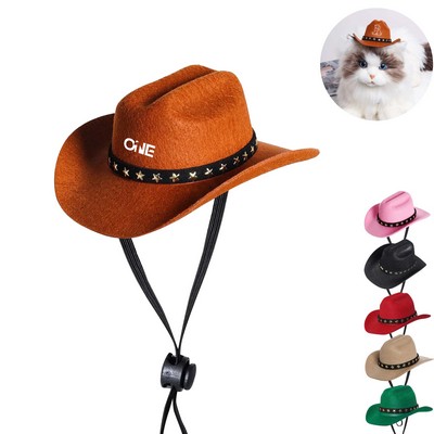 Adjustable Cowboy Pet Hat with Gold Star Pin