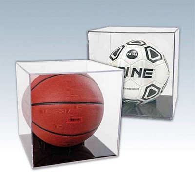 Basketball or Soccer BallQube Display Case w/Grandstand Holder