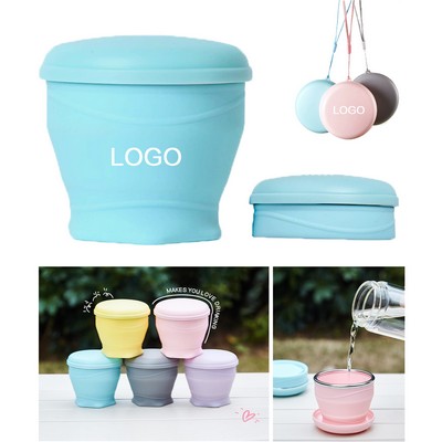 180ml Mini Silicone Foldable Cups Portable Travel Water Cup with Lanyard