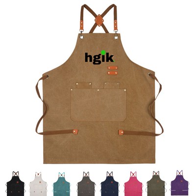 Polyester Cotton Canvas Apron With Two Pockets