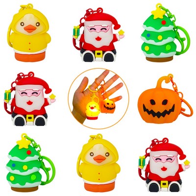 Light Up Christmas Tree Santa Hallowen Pumpkin Key Chain