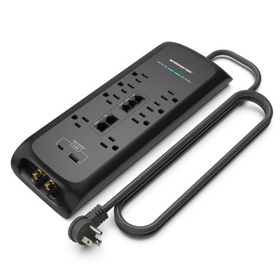 Monster Power Strip/Surge Protector 12 Outlets 2 Usb Ports 6Ft Long - Black