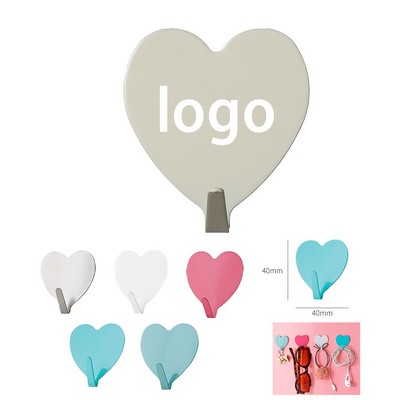 Custom Heart-Shaped Adhesive Hooks – Stainless Steel, No-Drill, Decorative