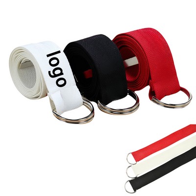 Custom Nylon Canvas Belt – Adjustable Double Ring Buckle, Unisex, Outdoor & Everyday Use