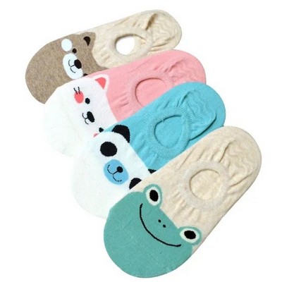5 Pairs/Lot Women's Candy Color Cartoon Pattern Socks