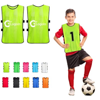 Soccer Pennies Striped Mesh Vest Sports Pinnies for Youth