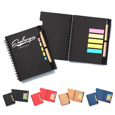 Spiral Lined Wire Bound Notebook with Pen and Tabs