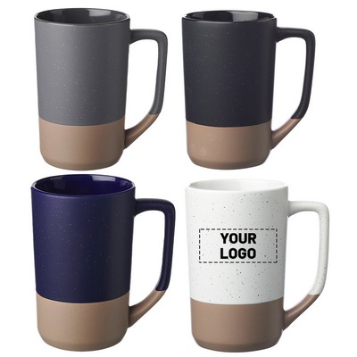 Two-Tone Ceramic Mug with Speckled Glaze, 17 oz.