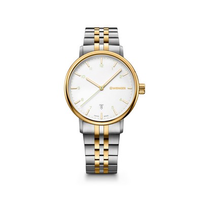 Urban Classic, 40mm, white dial, gold bezel, 2-tones SST bracelet