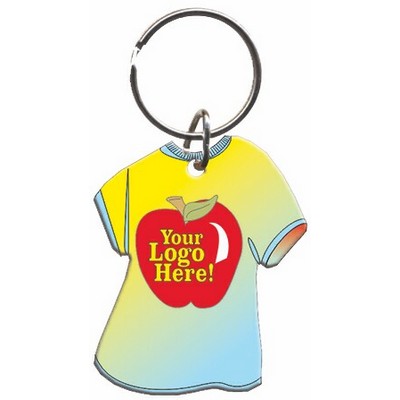 Apple T-Shirt Key Chain w/Clear Mirrored Back (4 Square Inch)