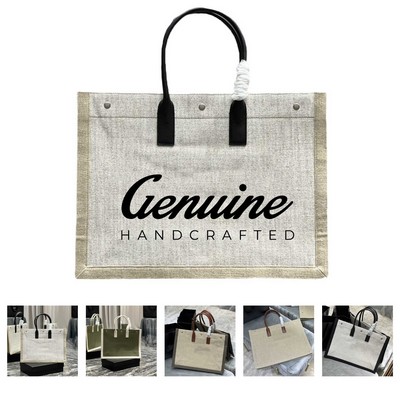 Spacious Jute Canvas Fashion Tote Bag