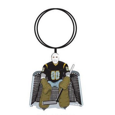 Hockey Goalie Key Chain w/Clear Mirrored Back (3 Square Inch)