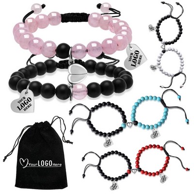 2 PCS Matching Gemstone Braided Couple Bracelets Set