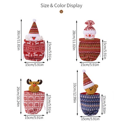 Christmas Knitted Gift Bag Santa Claus Snowman Holiday Present Bag