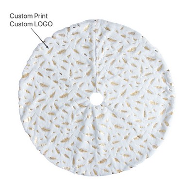 Christmas Decoration Gold and Silver Feather Tree Skirt Holiday Home Decor