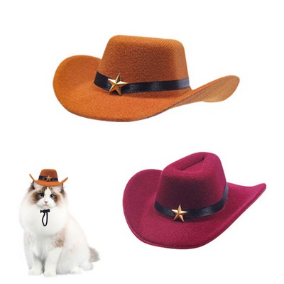 Pet Cats And Dogs' Five-Pointed Star Cowboy Hats (S)