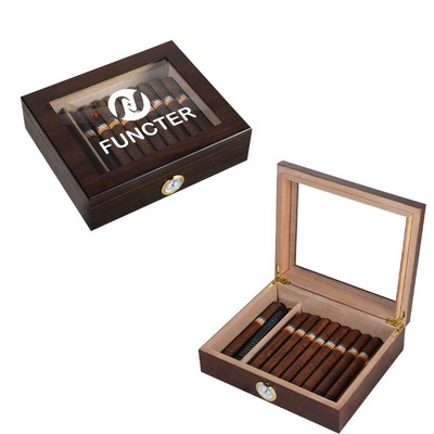 Classic Cedar & Zinc Alloy Cigar Humidor