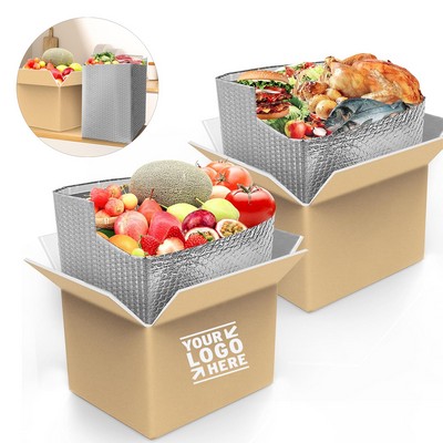 14"X 11.5"X 9.6" Aluminum Foil Insulated Liner Cold Delivery Carton Box with Thermal Bag