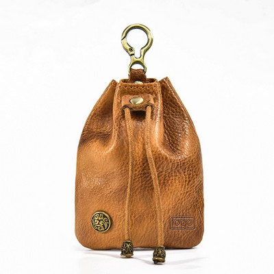 Mini Genuine Leather Drawstring Coin Purse