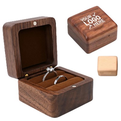 Square Wooden Ring Box with Magnetic Closure