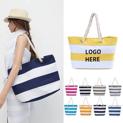 Personalized Vintage Canvas Beach Tote Bag, Min 10 Units