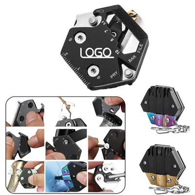 Hexagonal Multifunctional Folding Knife Keychain