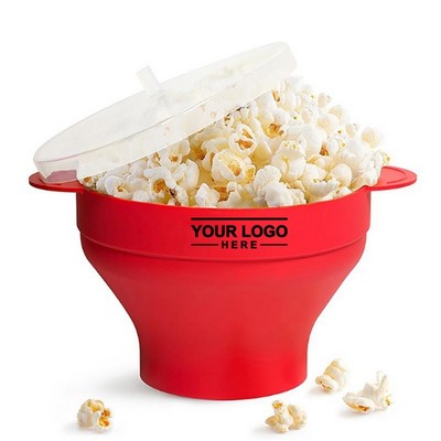 Foldable Silicone Popcorn Bowl with Lid for Microwave