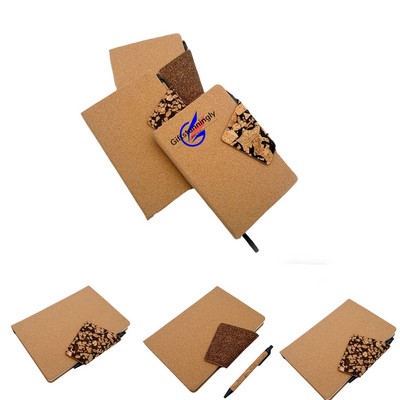 A5 Eco-Friendly Pu Cork Coffee Grounds Notebook W/Pen