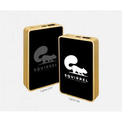 5000mAh Light Up Colorful Logo Bamboo Power Bank