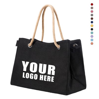 Linen Tote Bag With Zipper Pocket And Phone Pocket