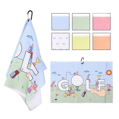 15.75"x23.5" Custom Microfiber Golf Towel W/ Carabiner Clip