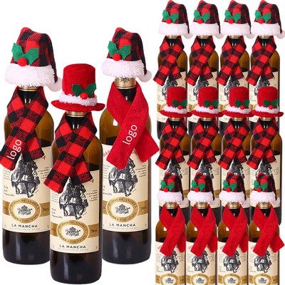 Christmas Wine Bottle Decoration Set With Mini Hat And Scarf