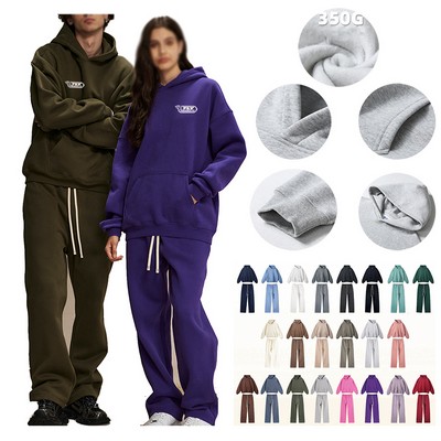 350GSM Unisex Oversized Casual Hoodie Sweatpants Sweatsuit Set