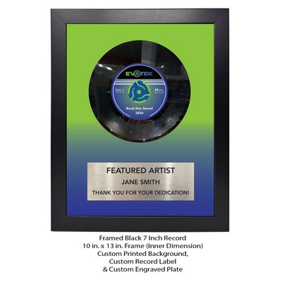 Black Framed 7" Record - Custom Backer - 12 x 15