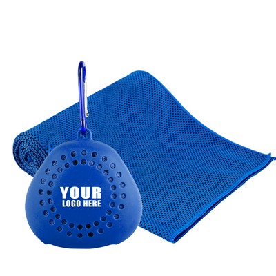 Sports Cooling Towel With Carabiner Triangular Silicone Case