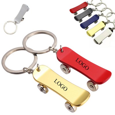 Alloy Skateboard Keychain