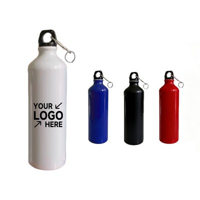 24 oz Aluminum Travel Water Bottle with Carabiner Clip