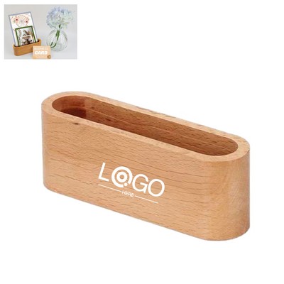 Wooden Business Card Holder Display Stand
